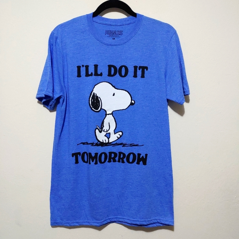 Peanuts Snoopy Men's Short Sleeve Tee Shirt, Blue, Size Medium, D02-0176